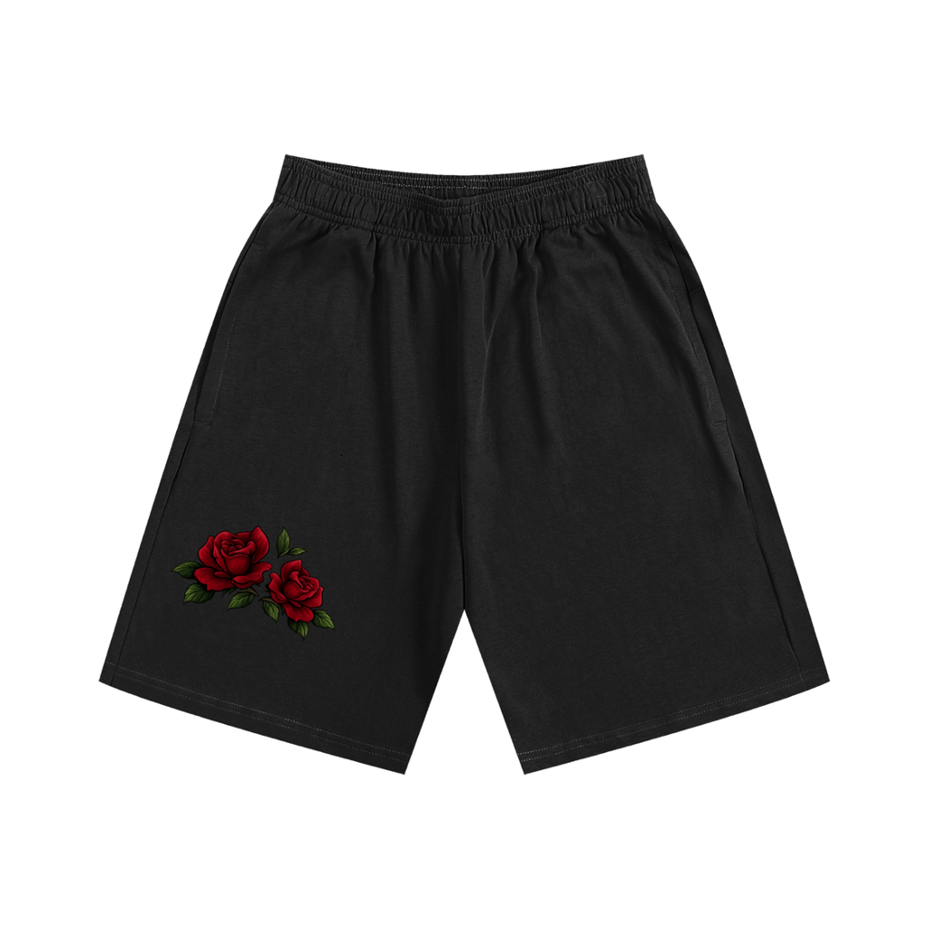 BLACK ALBANY ROSE  COTTON SHORTS