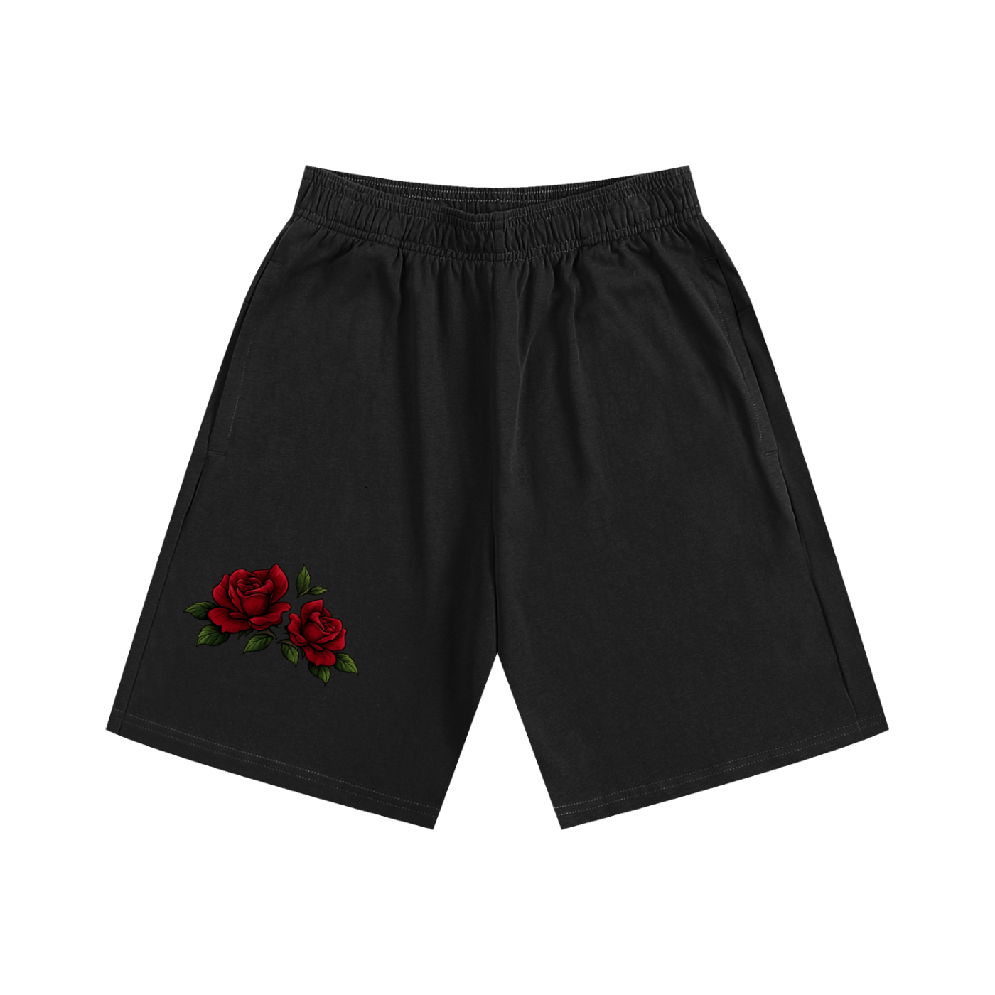 BLACK ALBANY ROSE  COTTON SHORTS