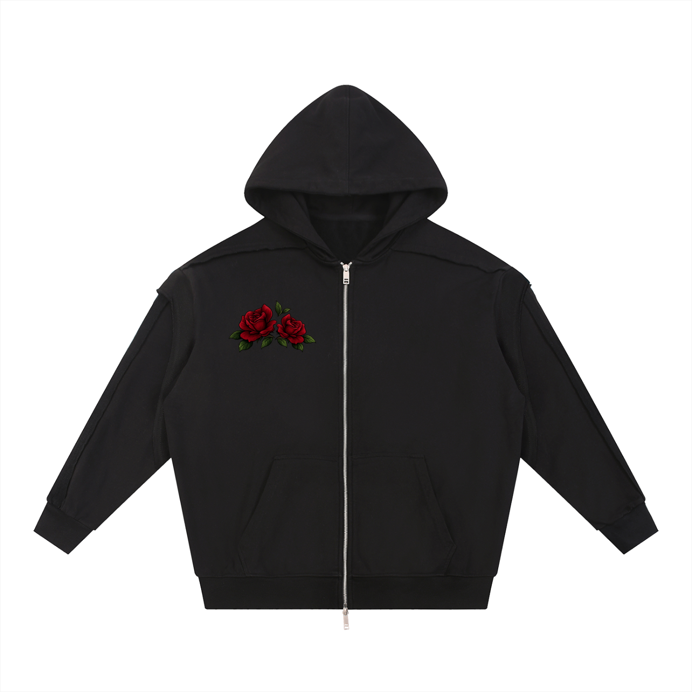 BLACK ALBANY STREETWEAR ROSE ZIP HOODIE